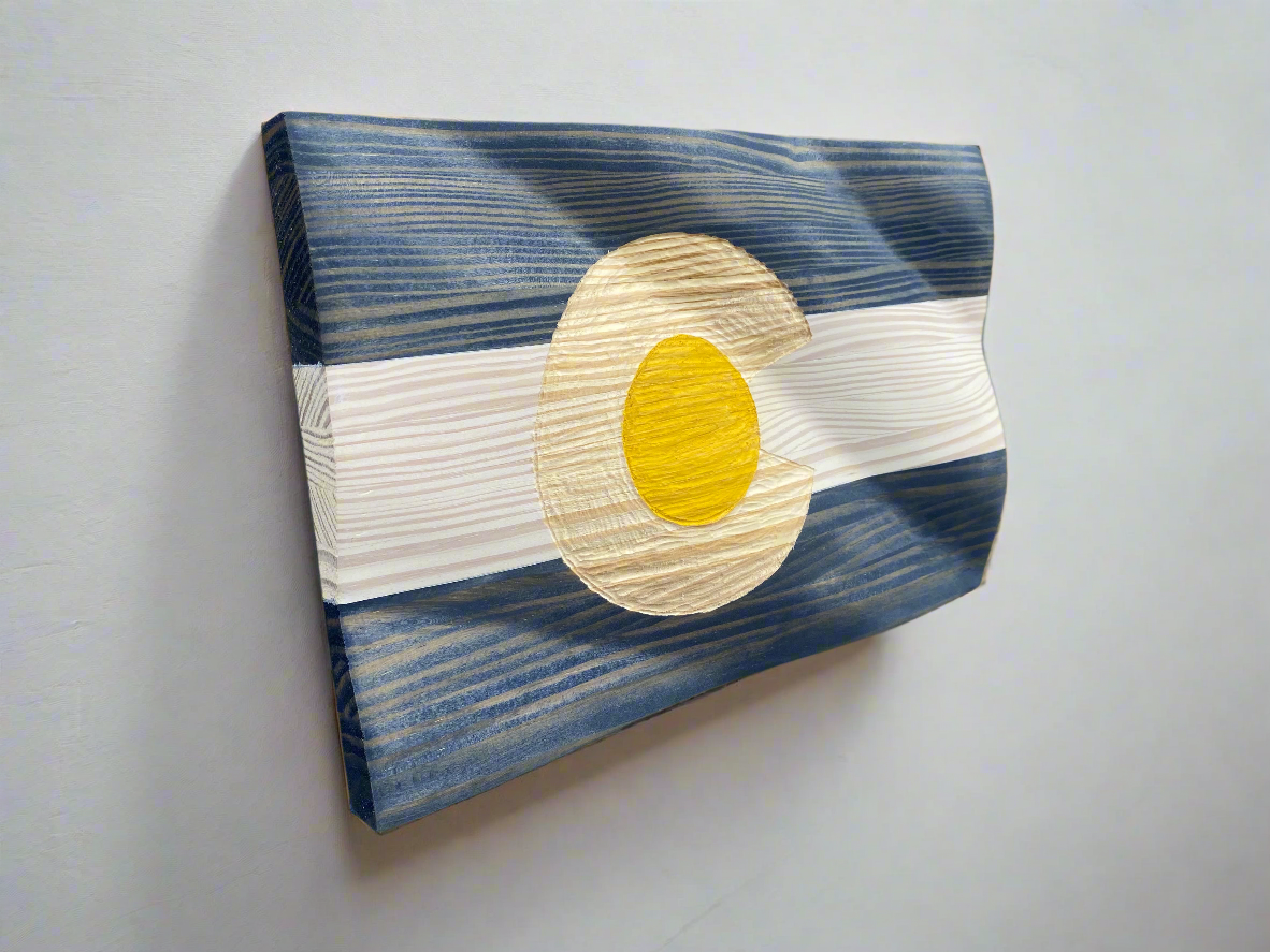 Waving Wooden Alternate State of Colorado Flag
