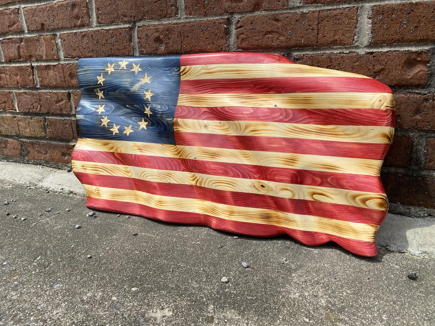 Waving Wooden Betsy Ross American Flag With "Realistic" Wave
