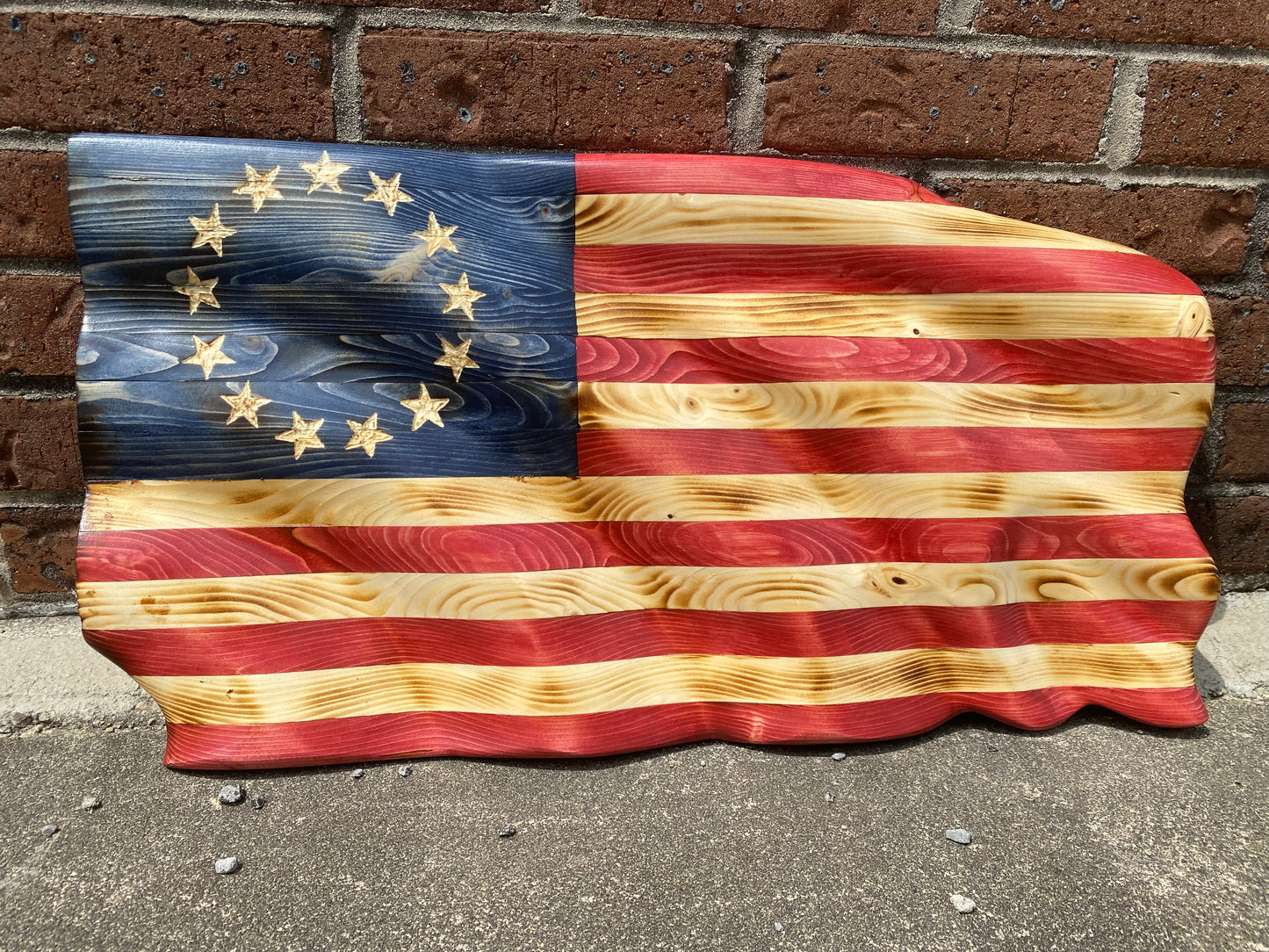 Waving Wooden Betsy Ross American Flag With "Realistic" Wave