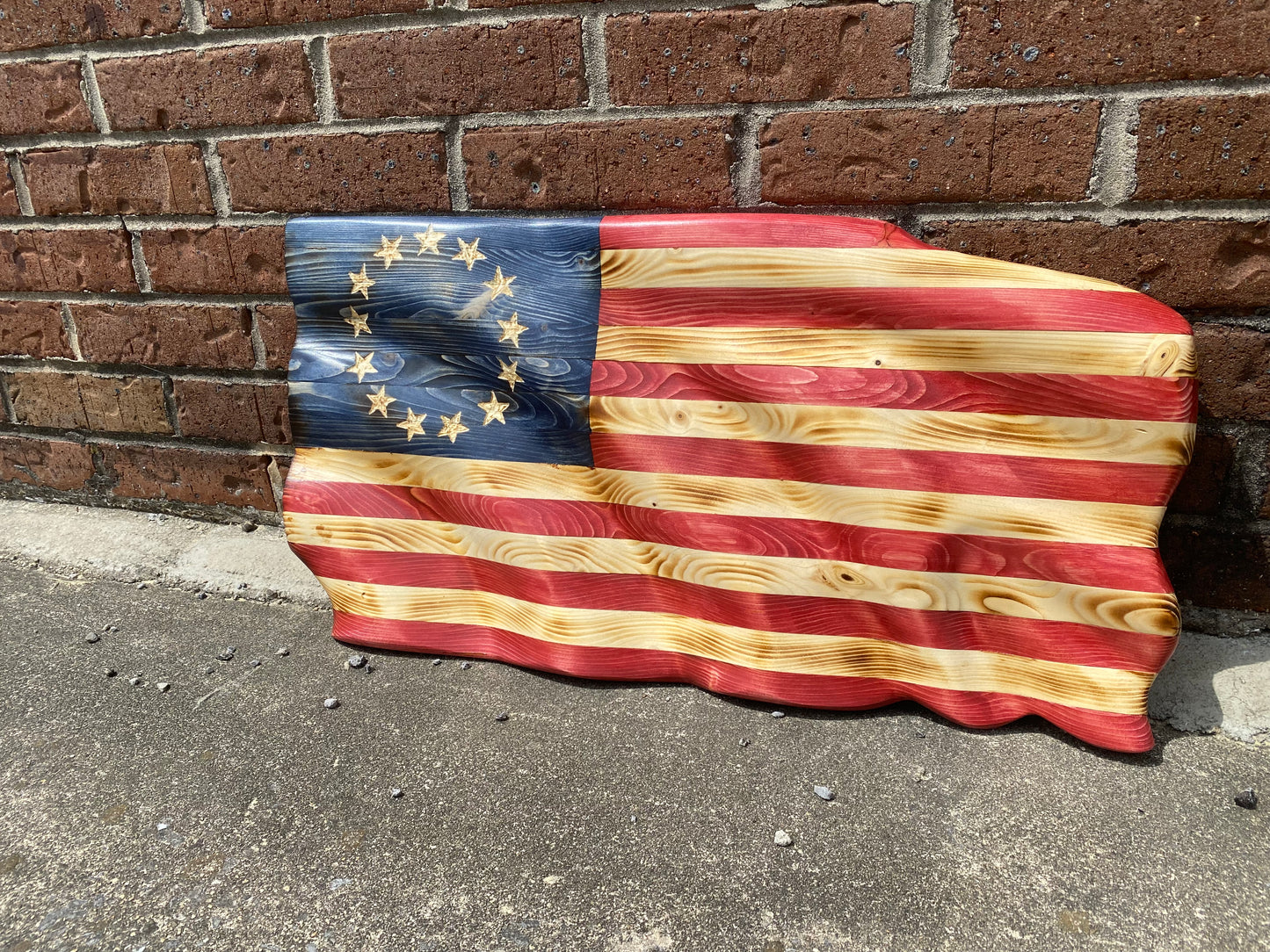 Waving Wooden Betsy Ross American Flag With "Realistic" Wave