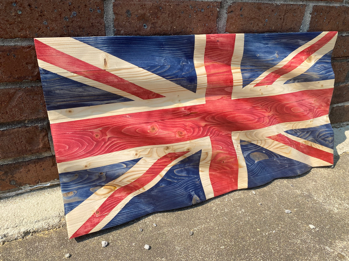 Waving Wooden "Union Jack" United Kingdom Flag of England