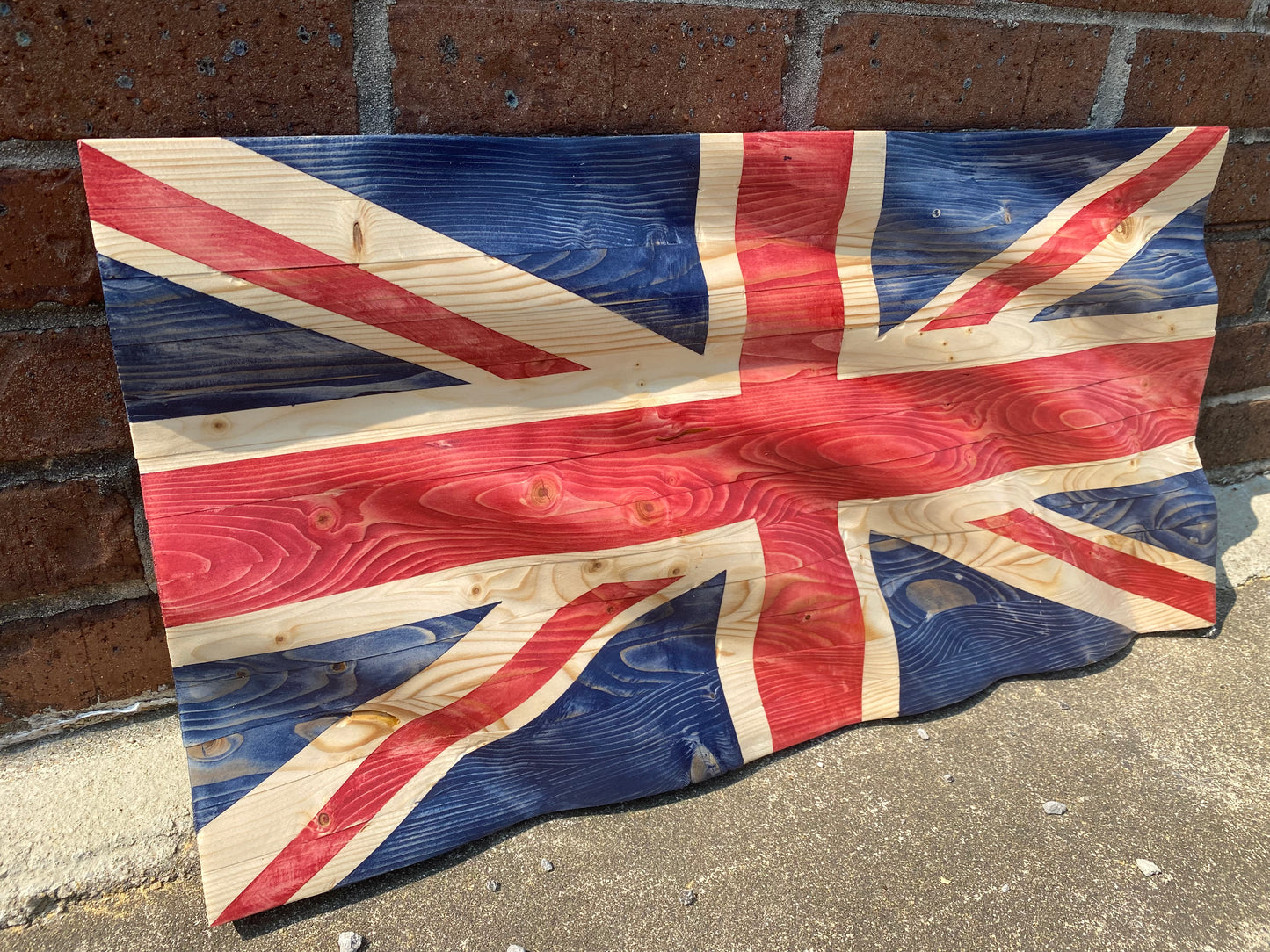 Waving Wooden "Union Jack" United Kingdom Flag of England