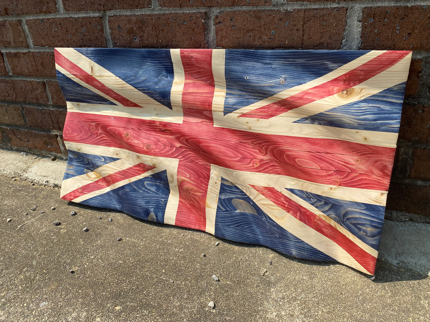 Waving Wooden "Union Jack" United Kingdom Flag of England