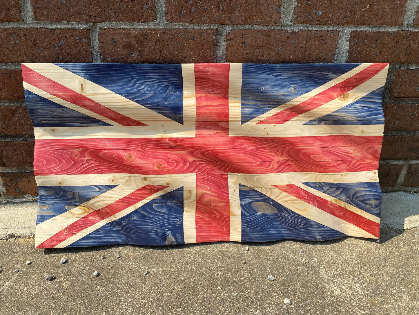 Waving Wooden "Union Jack" United Kingdom Flag of England