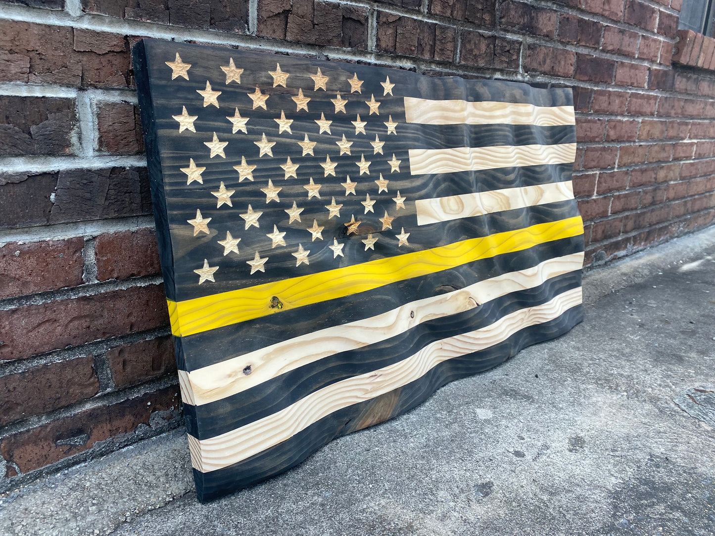 Waving Wooden Thin Yellow Line Dispatcher Flag