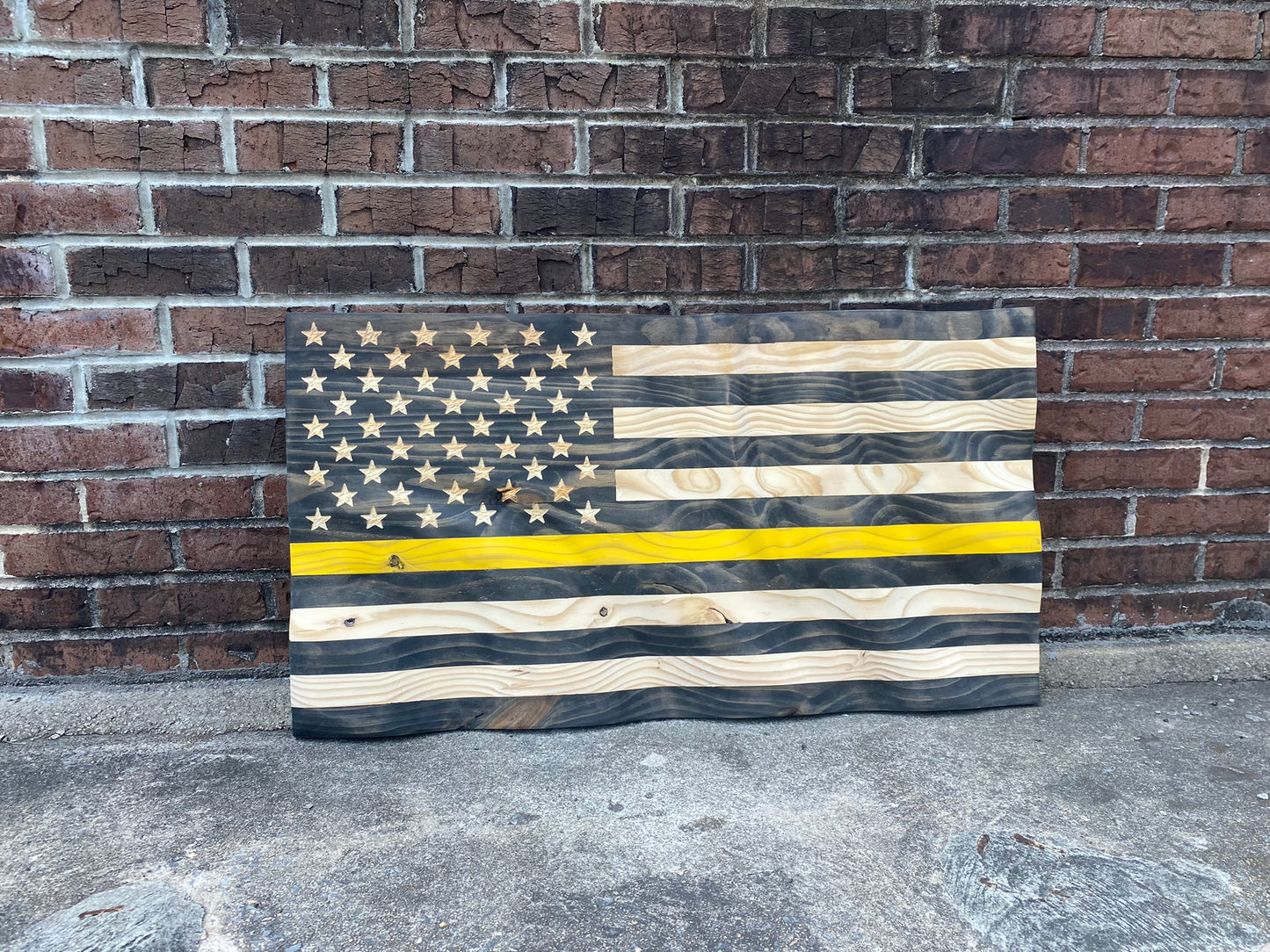 Waving Wooden Thin Yellow Line Dispatcher Flag