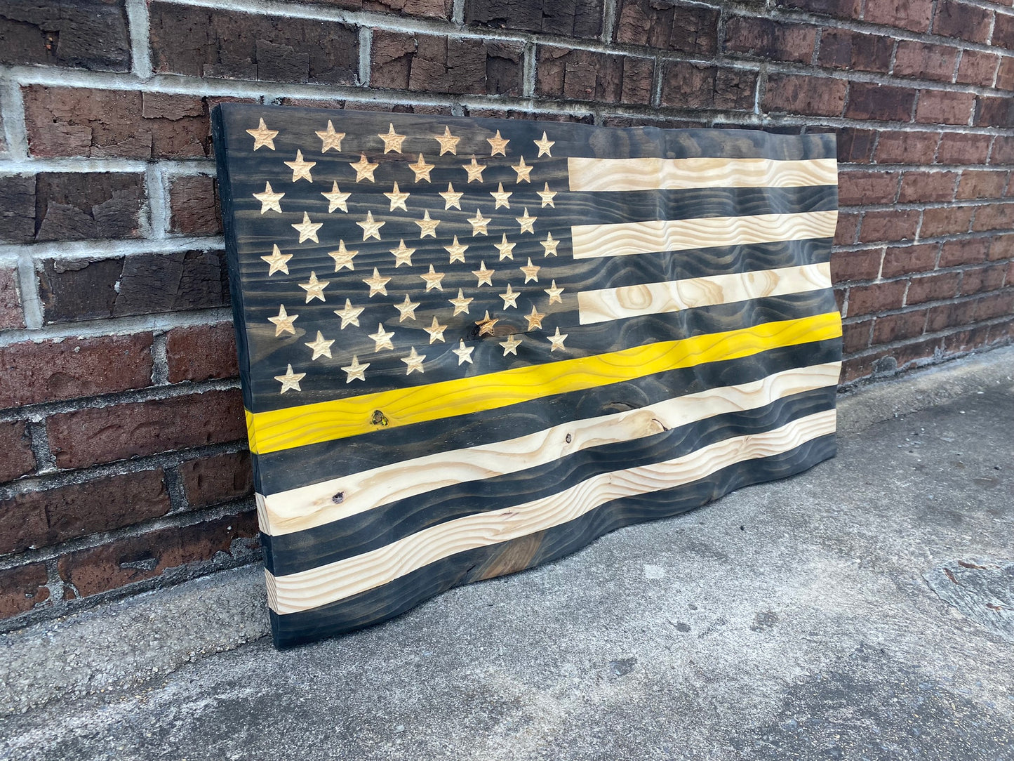 Waving Wooden Thin Yellow Line Dispatcher Flag
