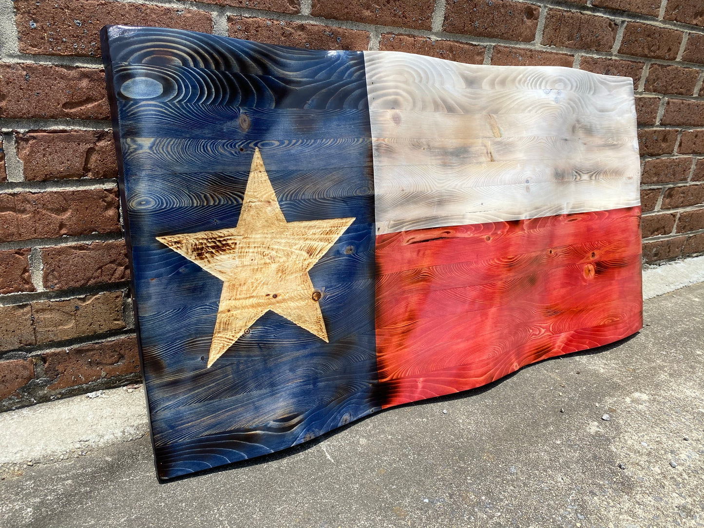 Waving Wooden Rustic Texas Lone Star State Flag