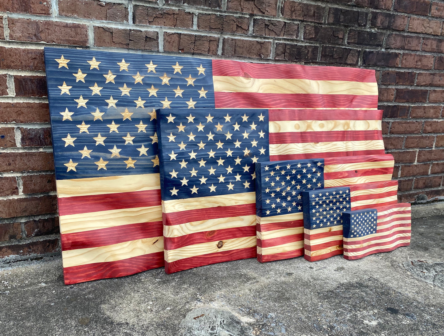 Waving Wooden American Flag Wall Art Decoration