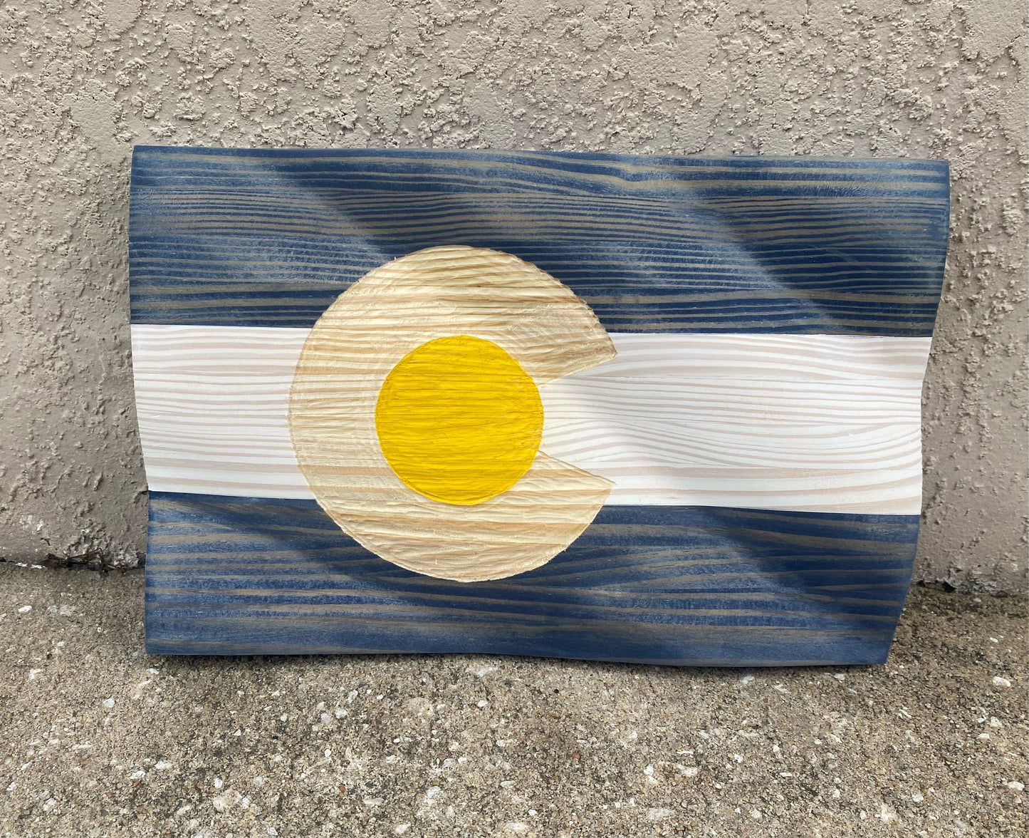 Waving Wooden Alternate State of Colorado Flag