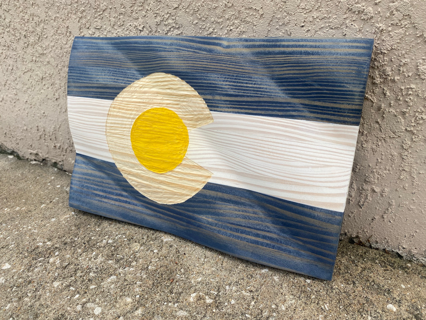 Waving Wooden Alternate State of Colorado Flag