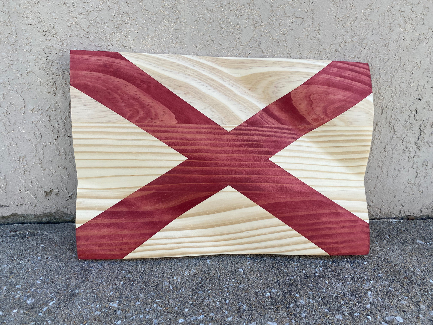 Waving Wooden Rustic State of Alabama Flag