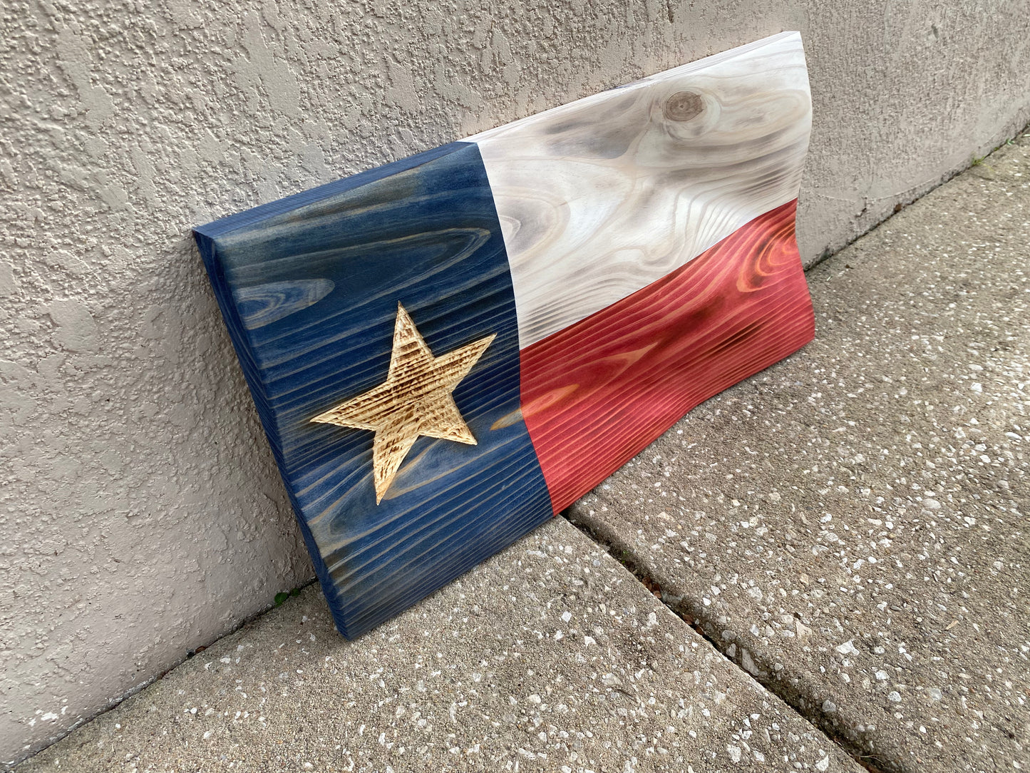 Waving Wooden Rustic Texas Lone Star State Flag