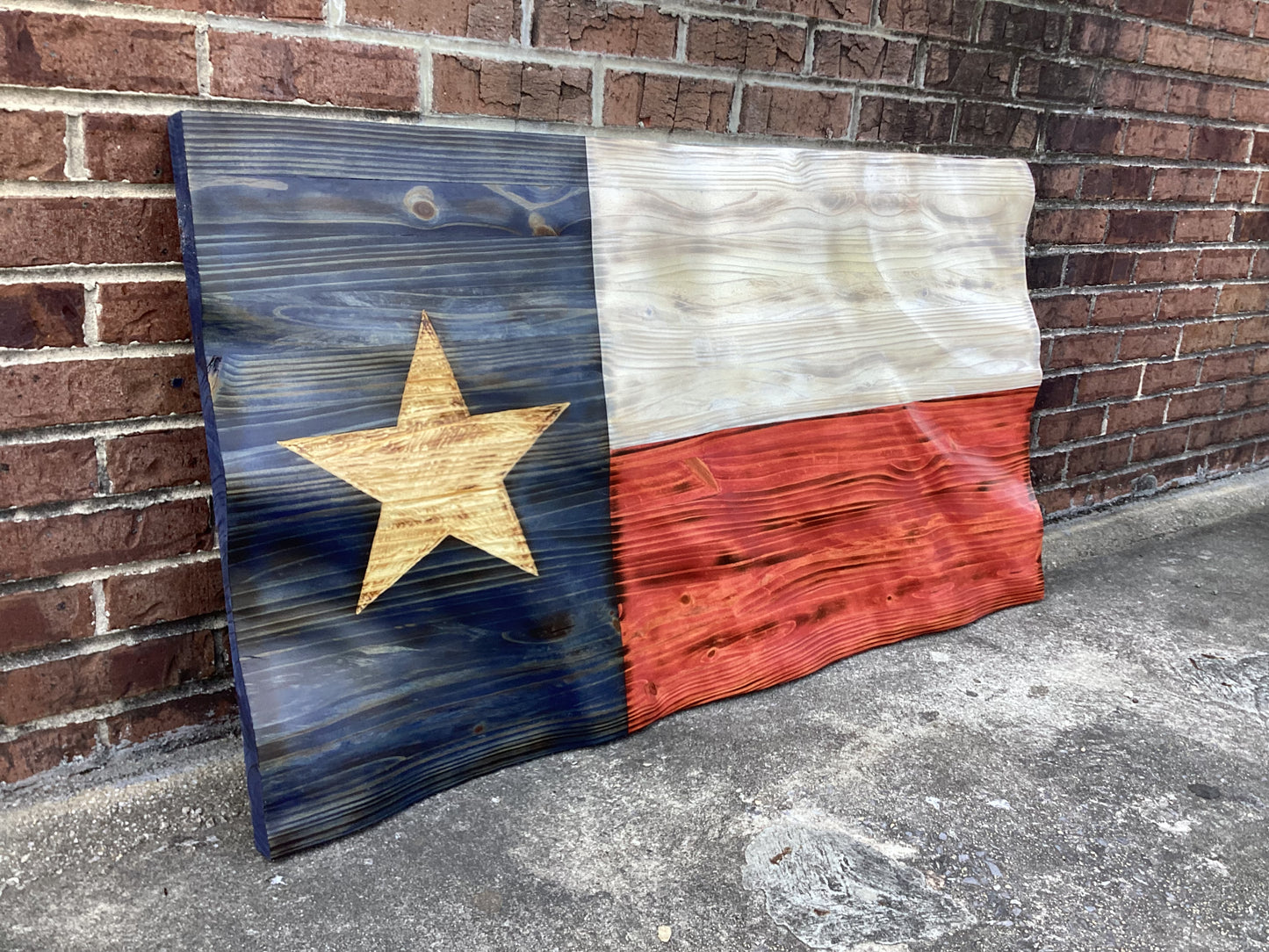 Waving Wooden Rustic Texas Lone Star State Flag