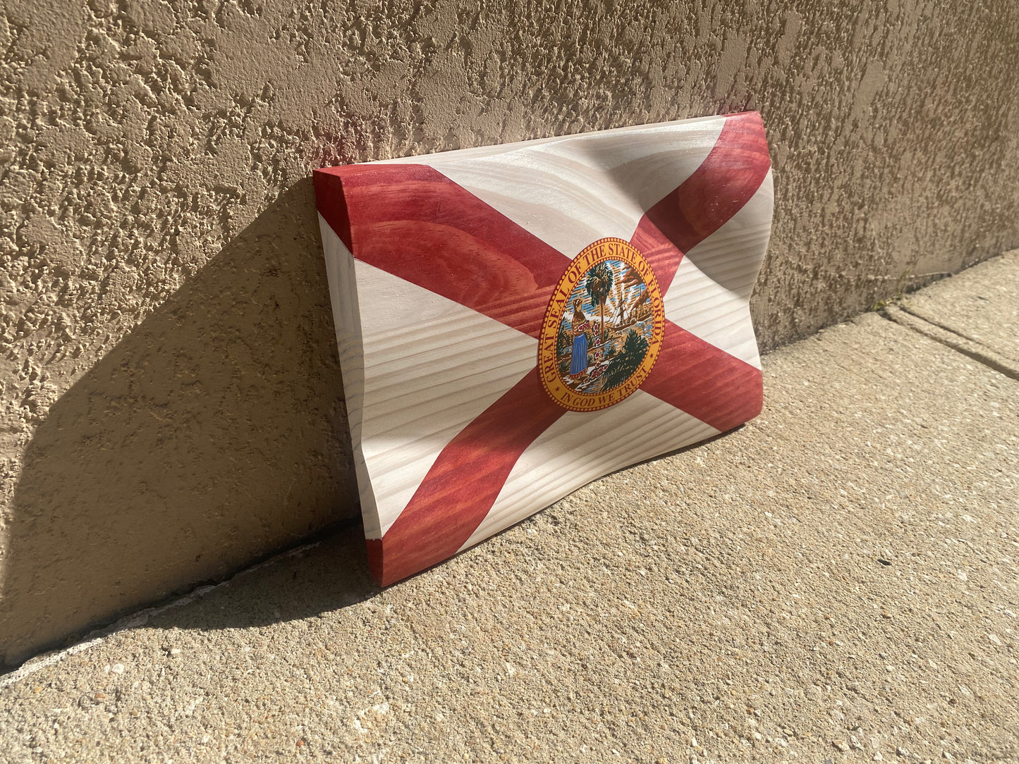 Waving Wooden State of Florida Flag