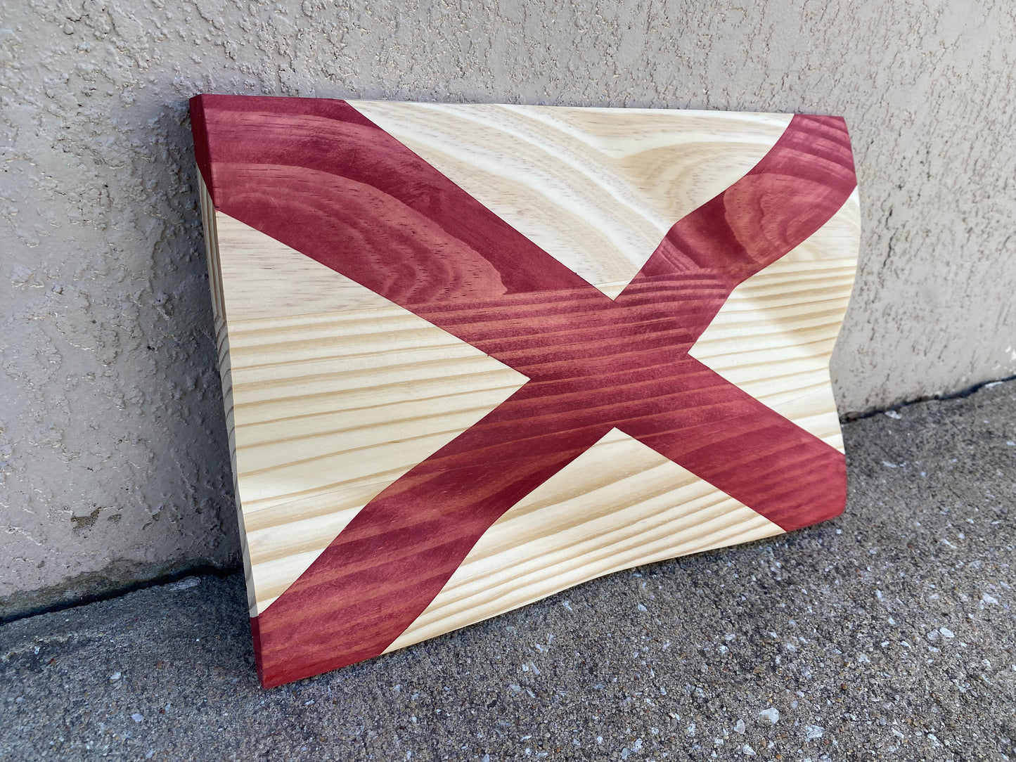Waving Wooden Rustic State of Alabama Flag