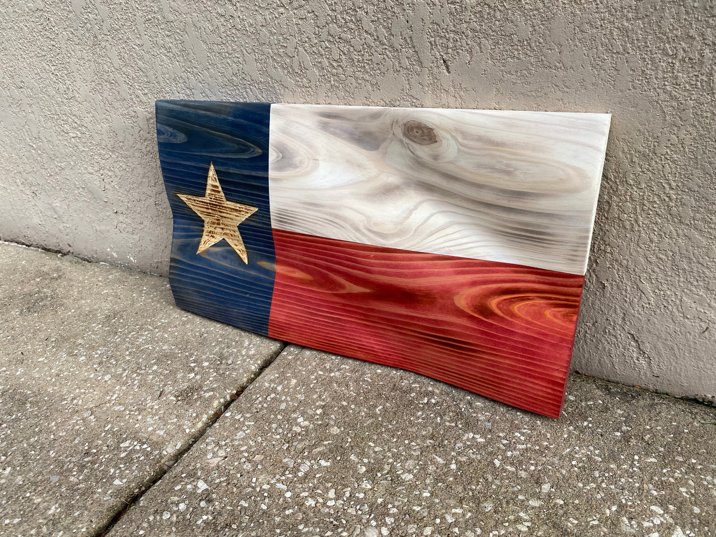 Waving Wooden Rustic Texas Lone Star State Flag
