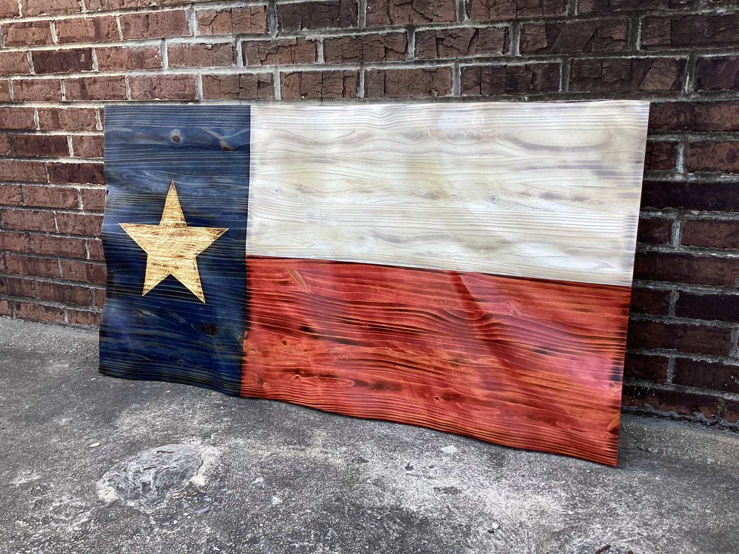Waving Wooden Rustic Texas Lone Star State Flag