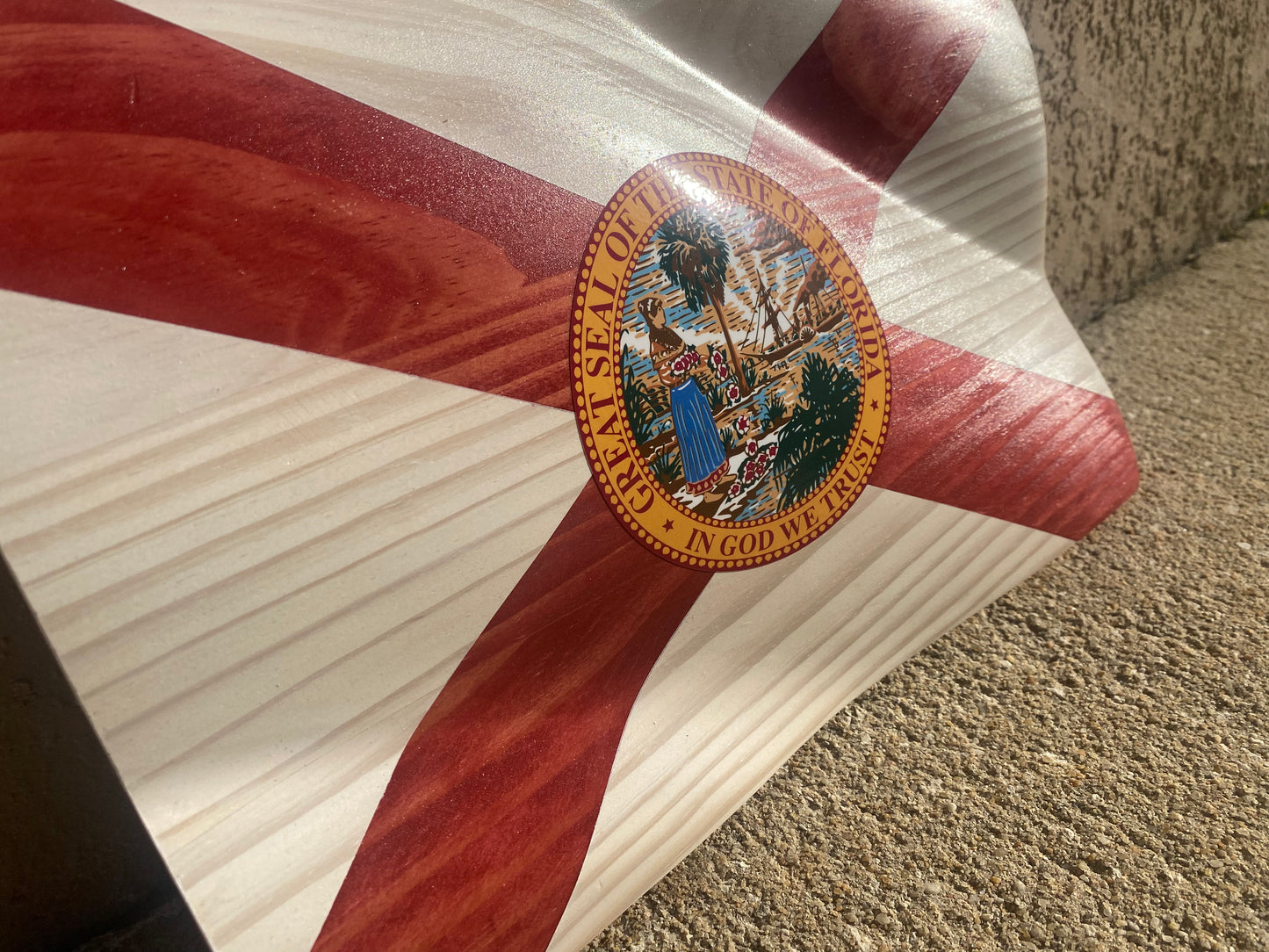 Waving Wooden State of Florida Flag