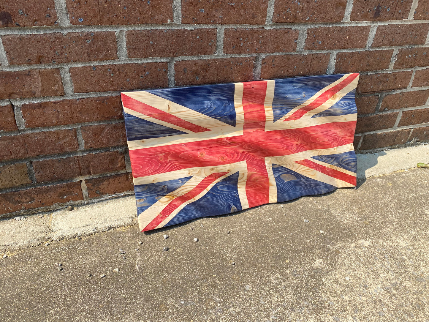 Waving Wooden "Union Jack" United Kingdom Flag of England
