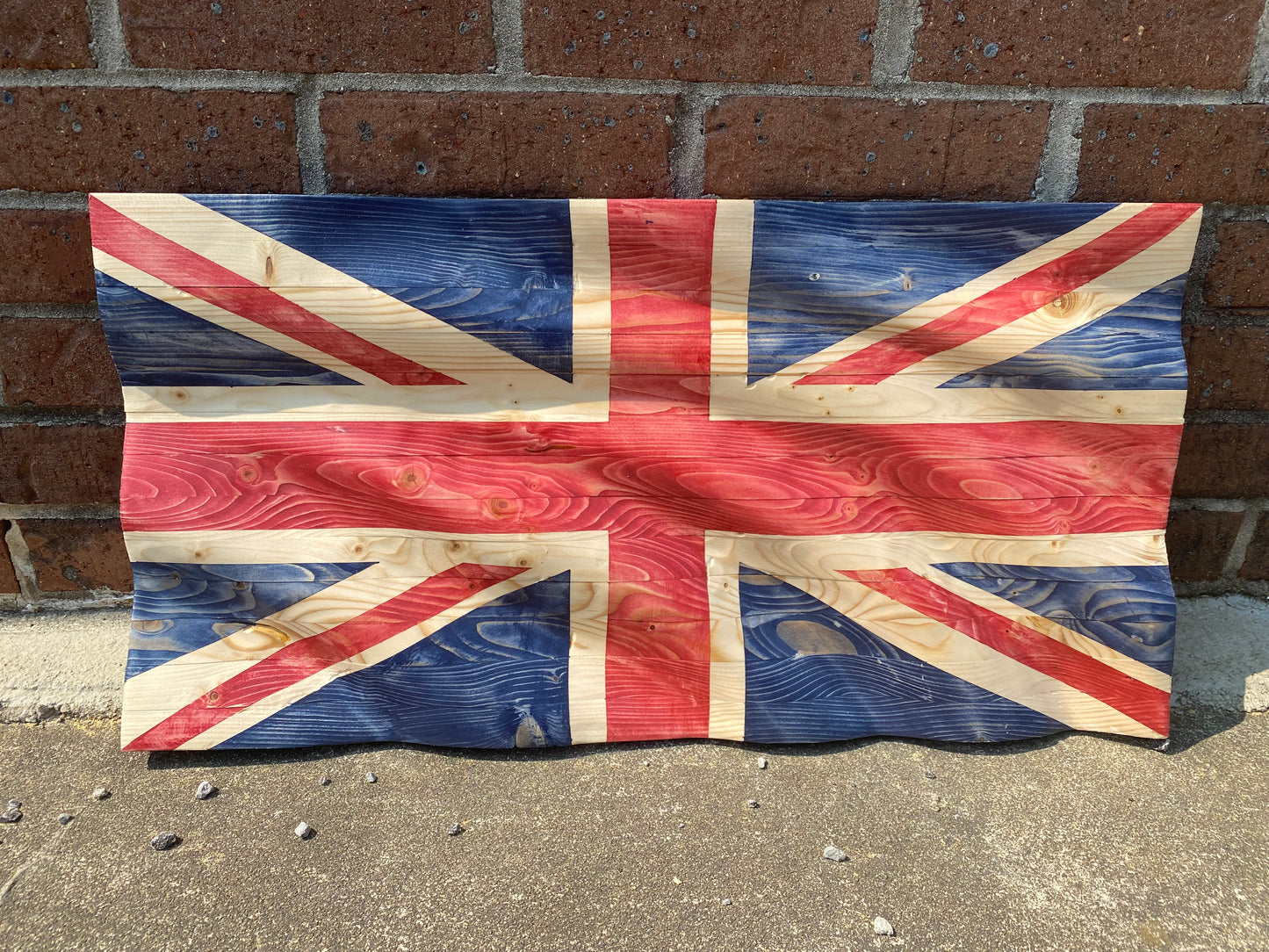 Waving Wooden "Union Jack" United Kingdom Flag of England