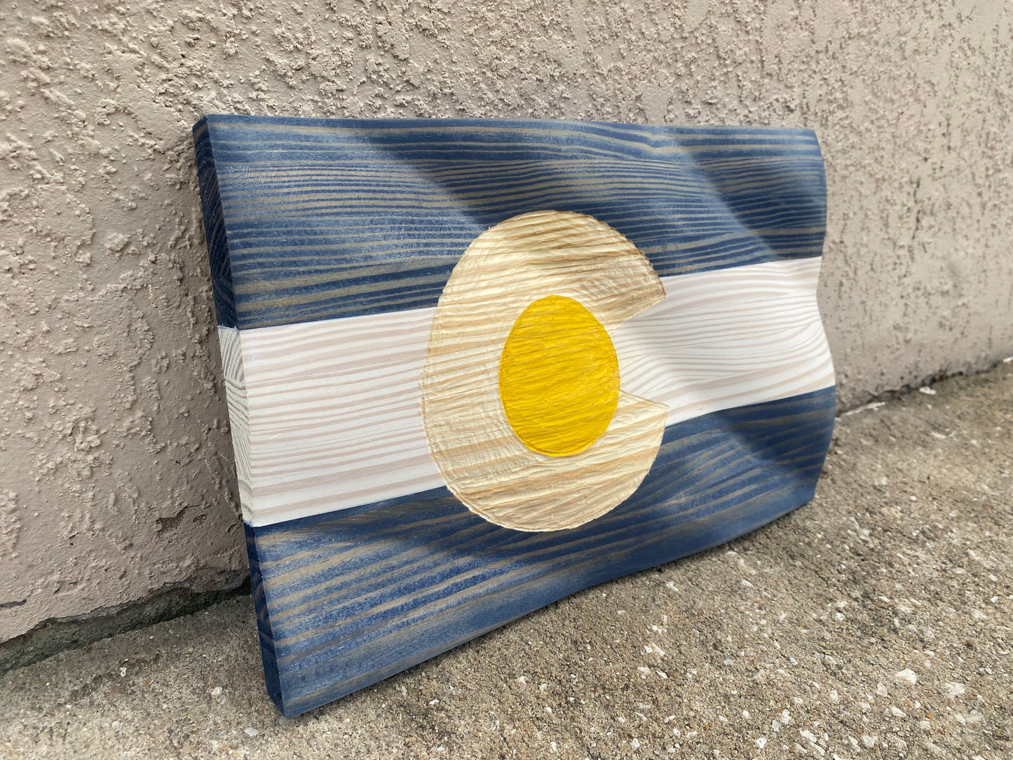 Waving Wooden Alternate State of Colorado Flag