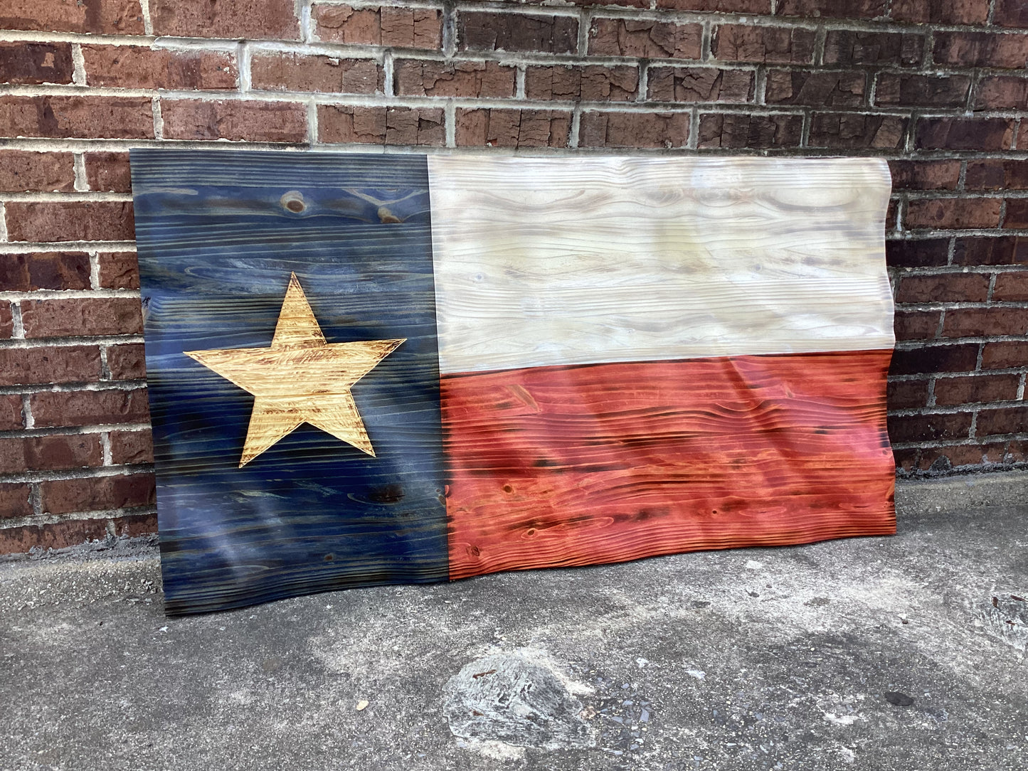 Waving Wooden Rustic Texas Lone Star State Flag