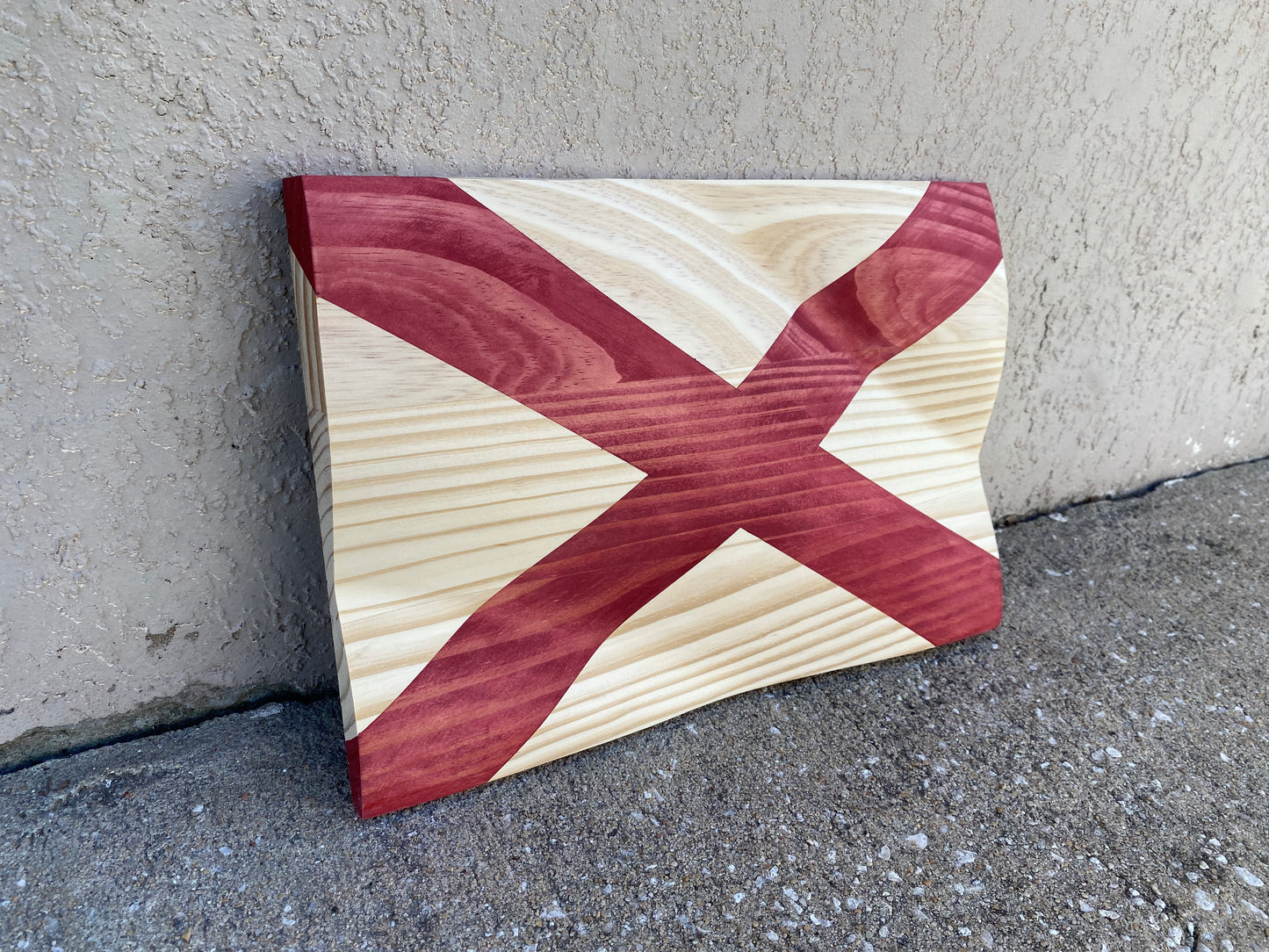 Waving Wooden Rustic State of Alabama Flag