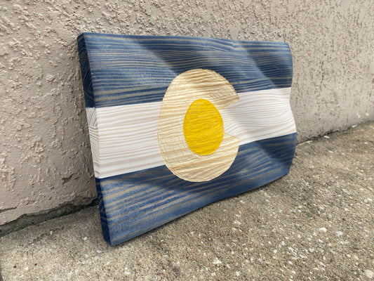Waving Wooden Alternate State of Colorado Flag