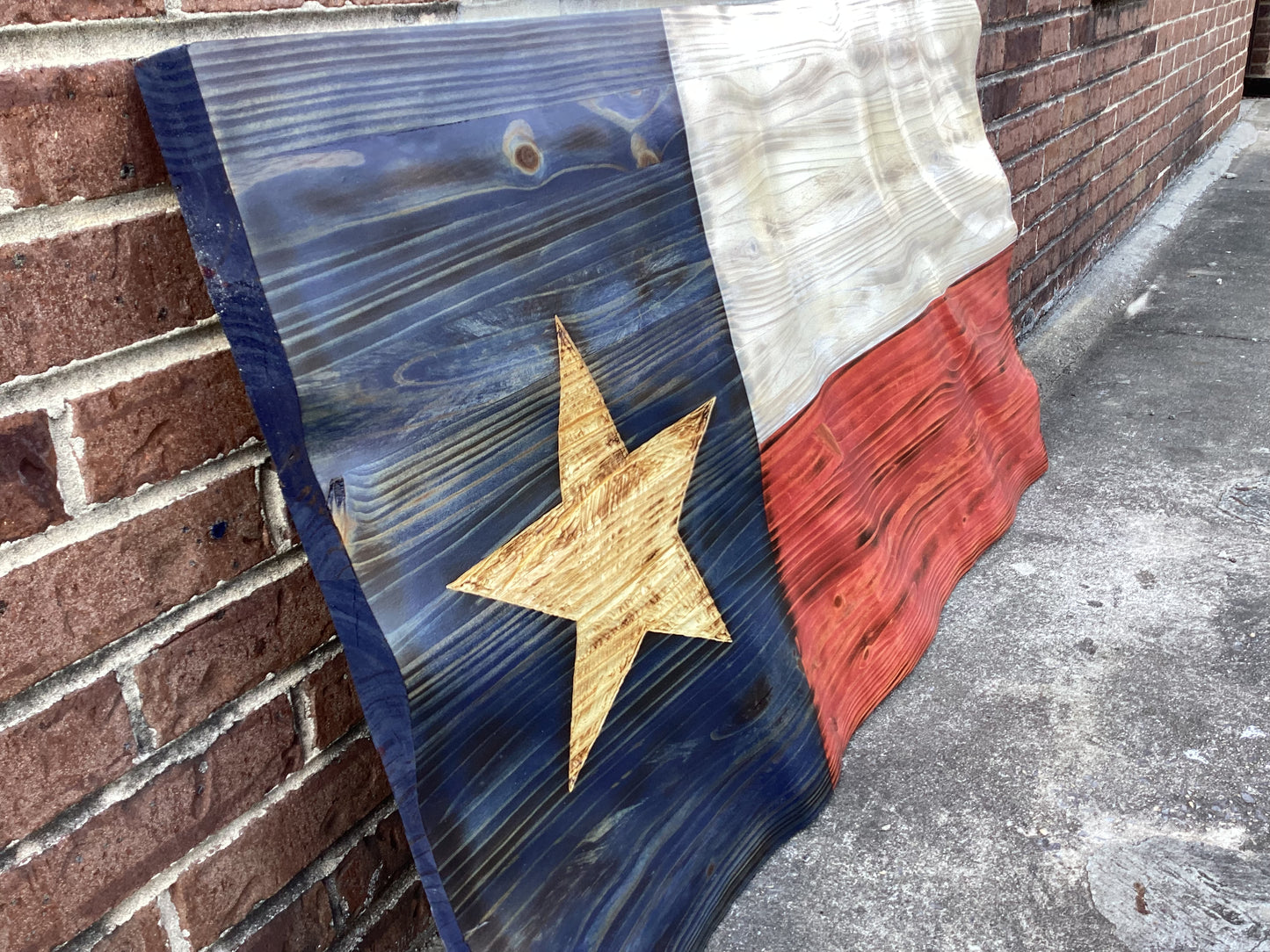 Waving Wooden Rustic Texas Lone Star State Flag